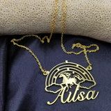 Personalized Unicorn Necklace Rainbow Pendant Child Jewelry