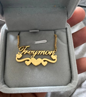 Ribbon Hearts Necklace For Women - Personalized Stainless Steel Name Necklace