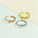 Personalized Birthstone Ring Stainless Steel Adjustable Cuff Jewelry