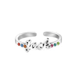 Personalized Birthstone Ring Stainless Steel Adjustable Cuff Jewelry
