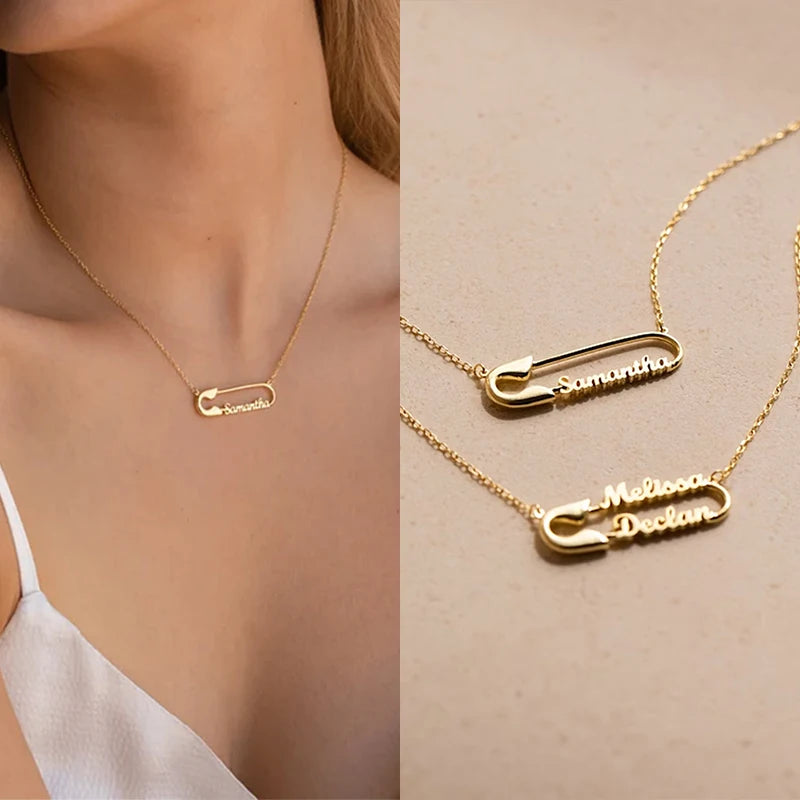Safety Pin Necklace Vintage Charm Clavicle Personalized Jewelry