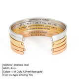Personalized Heart Stainless Steel Bangle Engraved Letters 4mm/6mm
