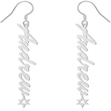 Star Dangle Nameplate Earrings Stainless Steel Personalized Jewelry