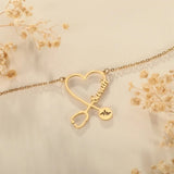 Heart Shaped Stethoscope Necklace | Personalized Stainless Steel Chain