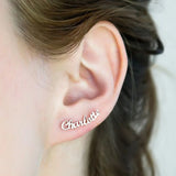 Personalized Name Stud Earrings for Women Stainless Steel Jewelry