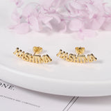 Personalized Name Stud Earrings for Women Stainless Steel Jewelry