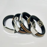 Symbol Bracelet for Men Wire Braided Stainless Steel Silicone Memorial Gift