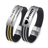 Symbol Bracelet for Men Wire Braided Stainless Steel Silicone Memorial Gift