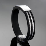 Symbol Bracelet for Men Wire Braided Stainless Steel Silicone Memorial Gift
