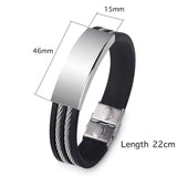 Symbol Bracelet for Men Wire Braided Stainless Steel Silicone Memorial Gift