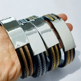 Symbol Bracelet for Men Wire Braided Stainless Steel Silicone Memorial Gift