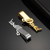 Personalized Name Letter Stainless Steel Tie Clips for Men