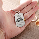 Trucker Key Chain - Drive Safe - Gift For Semi Truck Driver Dad