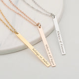 Vertical Bar Necklace-Old English Name Necklace-Skinny Vertical Name Necklace