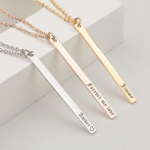 Vertical Bar Necklace-Old English Name Necklace-Skinny Vertical Name Necklace
