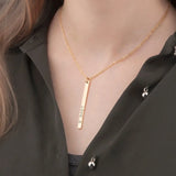 Vertical Bar Necklace-Old English Name Necklace-Skinny Vertical Name Necklace