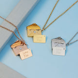 Diamond Envelope Necklace Titanium Steel Chain Pendant
