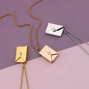Diamond Envelope Necklace Titanium Steel Chain Pendant