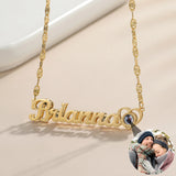 Personalized Double Layer Projection Photo Necklace with Sunflower Chain
