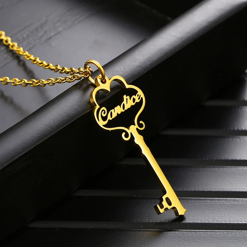 Personalized Women Key Necklace Stainless Steel Pendant