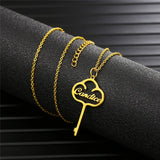 Personalized Women Key Necklace Stainless Steel Pendant