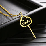 Personalized Women Key Necklace Stainless Steel Pendant
