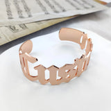 Women Stainless Steel Open Bangle Personalized Adjustable Jewelry