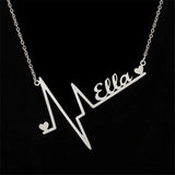 Personalized Heartbeat Graph Letter Pendant Choker