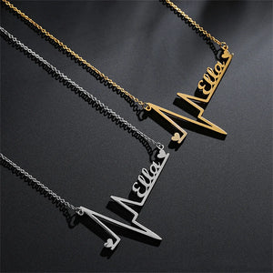 Personalized Heartbeat Graph Letter Pendant Choker