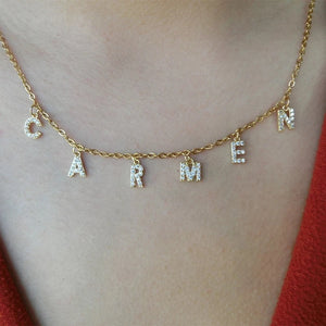 Zircon Necklace Personalized Crystal Name Necklaces Pendant Chain