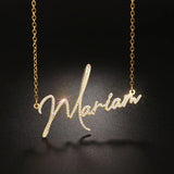 Personalized Zircon Pendant Nameplate Necklace Stainless Steel Women Girls