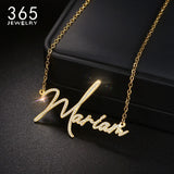 Personalized Zircon Pendant Nameplate Necklace Stainless Steel Women Girls