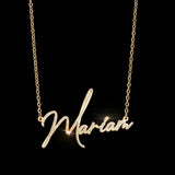 Personalized Zircon Pendant Nameplate Necklace Stainless Steel Women Girls