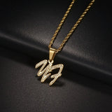 Personalized Zircon Pendant Nameplate Necklace Stainless Steel Women Girls