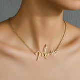 Personalized Zircon Pendant Nameplate Necklace Stainless Steel Women Girls