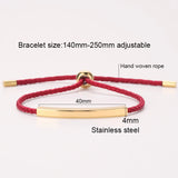 Name Bracelet Women Engraved Letter Stainless Steel Red Rope Bracelet