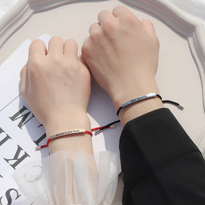Name Bracelet Women Engraved Letter Stainless Steel Red Rope Bracelet