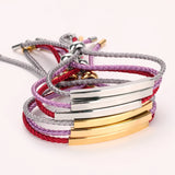 Name Bracelet Women Engraved Letter Stainless Steel Red Rope Bracelet