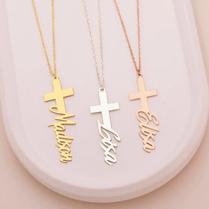 Personalized Name Cross Necklace, Christian Baptism Gift