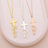 Personalized Name Cross Necklace, Christian Baptism Gift