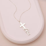 Personalized Name Cross Necklace, Christian Baptism Gift