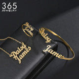 Stainless Steel Frosted Couple Necklace Ring Bangle Set