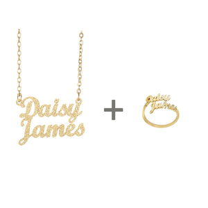 Stainless Steel Frosted Couple Necklace Ring Bangle Set