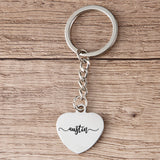 Personalized Names & Date Metal Keychain - Monogram Letter Keyring