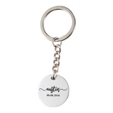Personalized Names & Date Metal Keychain - Monogram Letter Keyring