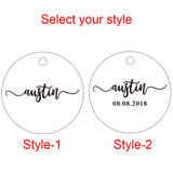 Personalized Names & Date Metal Keychain - Monogram Letter Keyring