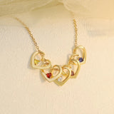 Heart Pendant Necklace With Birthstone & Family Names Charms