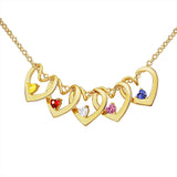 Heart Pendant Necklace With Birthstone & Family Names Charms
