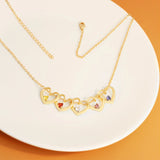 Heart Pendant Necklace With Birthstone & Family Names Charms