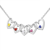 Heart Pendant Necklace With Birthstone & Family Names Charms